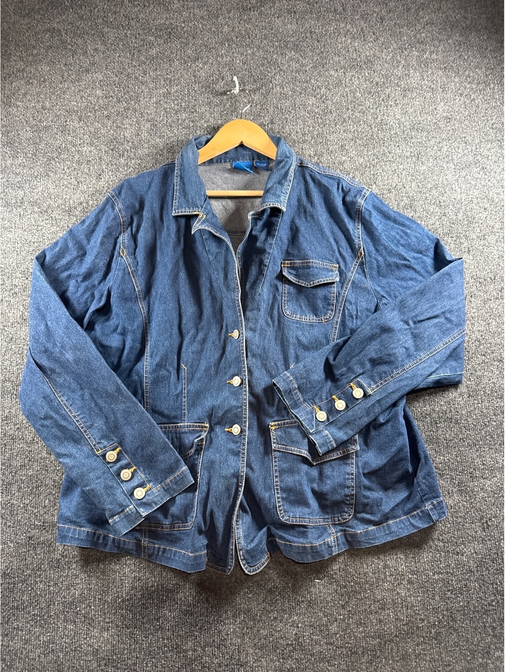 Southern Expressions Womens 22 Plus Size Denim Blazer Jacket Blue Cotton Stretch